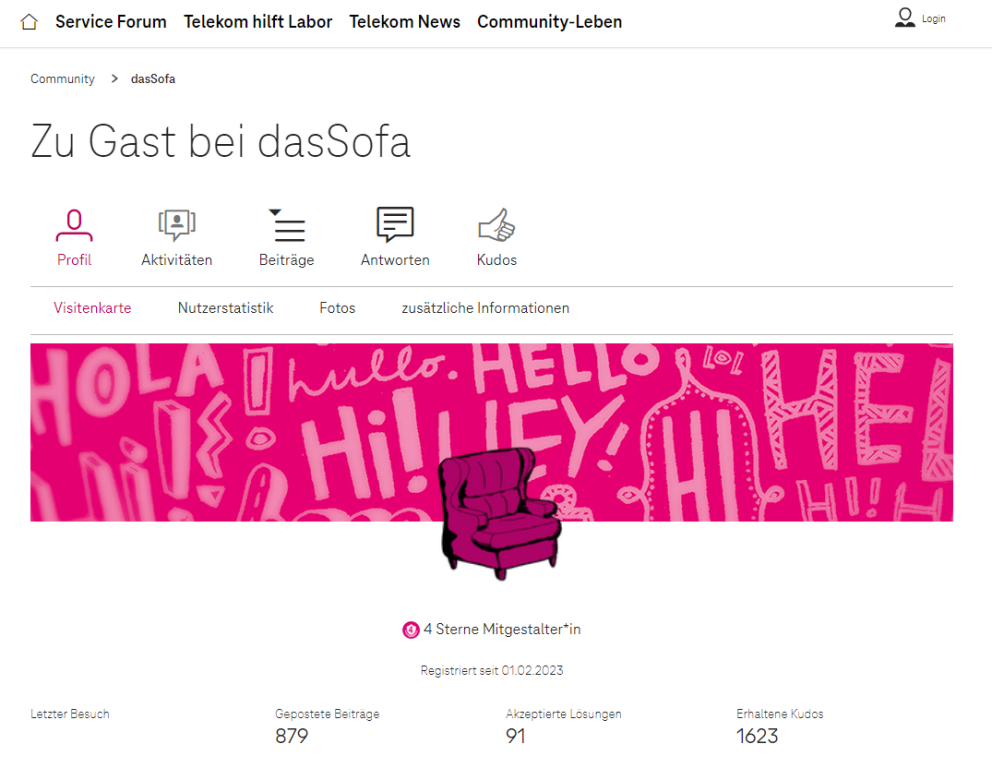 dasSofa machte einen sensationellen Aufstieg bei der Telekom hilft Community